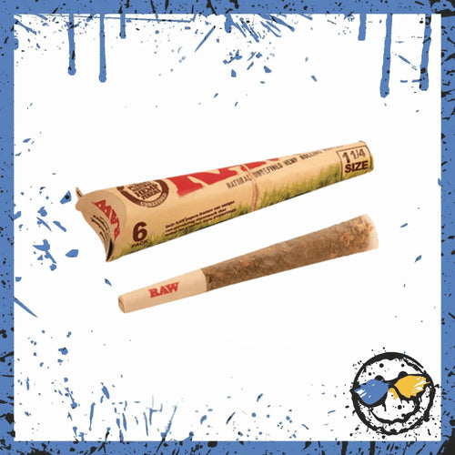 RAW natural unrefined hemp pre-rolled cones and a finished pre-roll